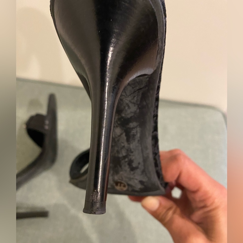 Dior Black Logo Slide Heeled Sandals with Silver Plaque - Picture 5 of 10